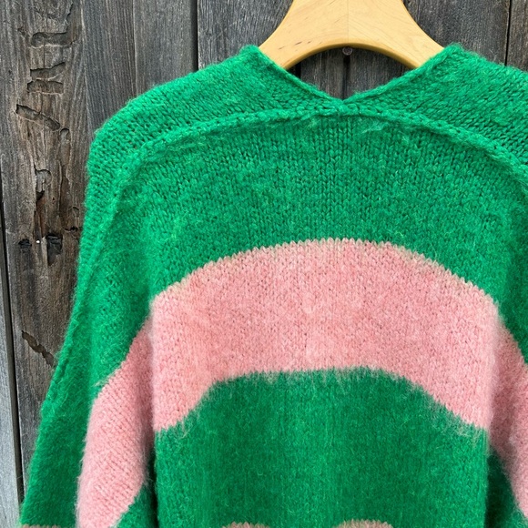 NWT Free People Mantra Cardi Cardigan Fern Green Pink Blush M/L - Picture 12 of 16